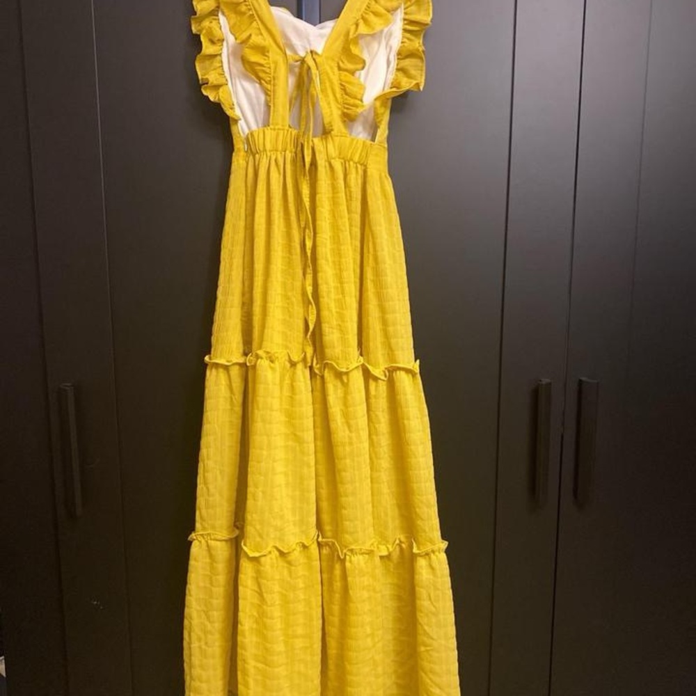 Yellow Ruffled Maxi Dress - Picture 2 of 4